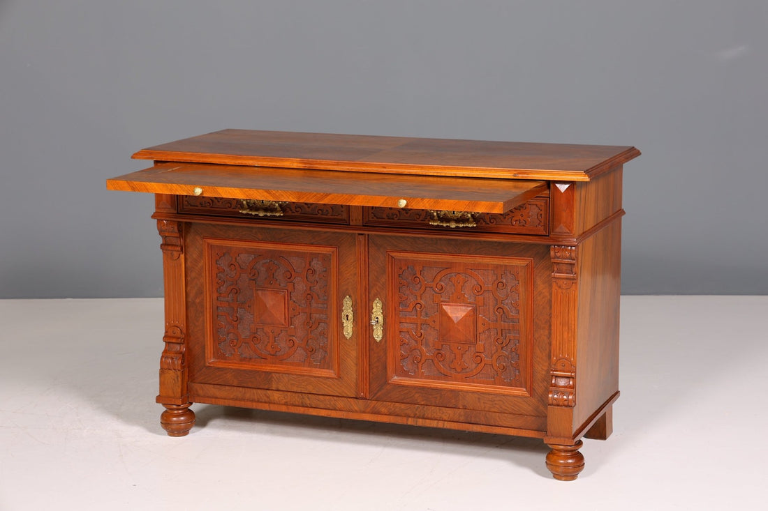 Beautiful Wilhelminian style cupboard antique walnut chest of drawers around 1890 sideboard
