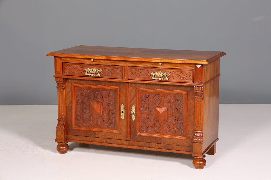Beautiful Wilhelminian style cupboard antique walnut chest of drawers around 1890 sideboard