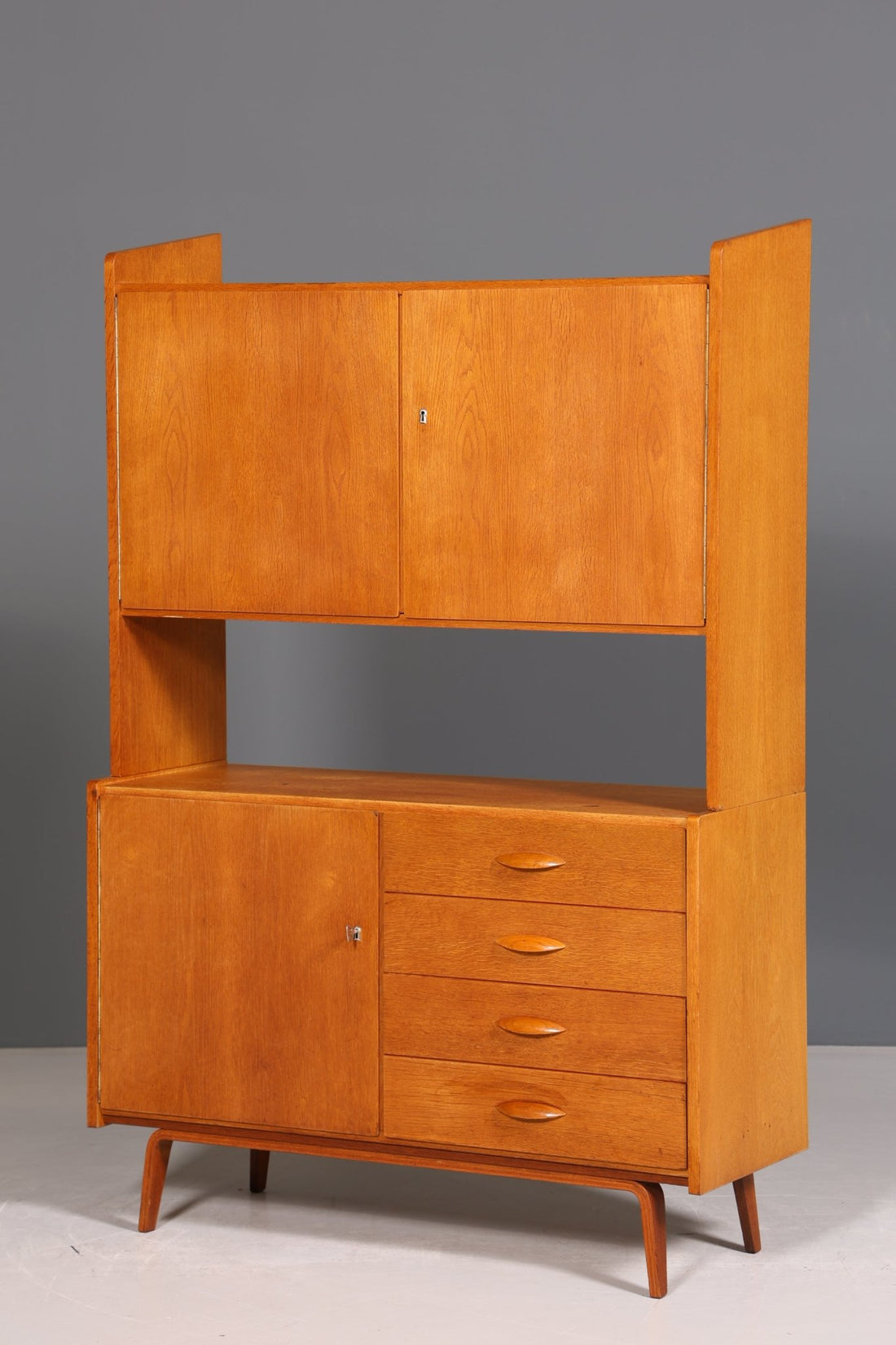 MID02| Wunderschöner Mid Century Schrank Bücherregal Vintage Regal Highboard Holz Bookshelf VEB