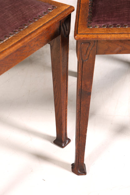 4x Wunderschöne Jugendstil Stühle Antik Stuhl Set Eiche Küchenstühle Esszimmer Stühle um 1900