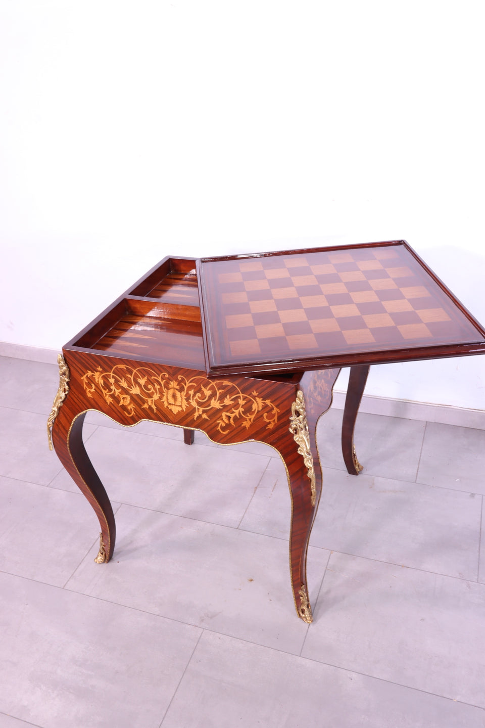 Seltener Barock Stil Schachspiel Tisch Backgammon Spieltisch