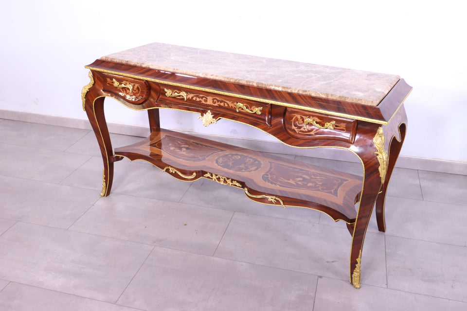 Edler Barock Stil Konsolen Tisch Marmor Antik Stil Intarsien Konsole