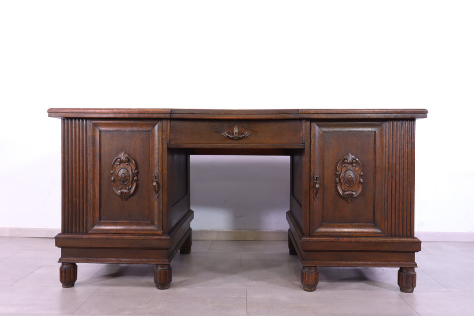 Wunderschöner Jugendstil Schreibtisch Eiche Holz Office Desk