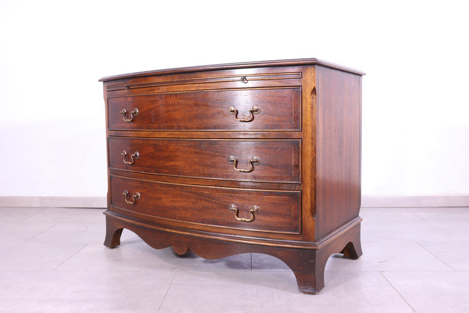 Wunderschöne Englische Antik Stil Kommode Lederauflage Holz Schrank 60s