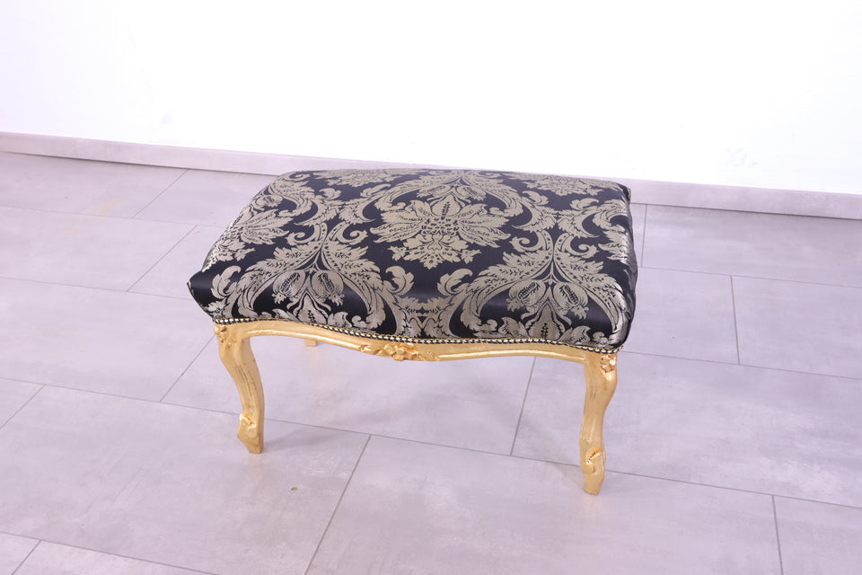 Barock Stil Fusshocker Massiv echt Holz Schemel Floral Muster