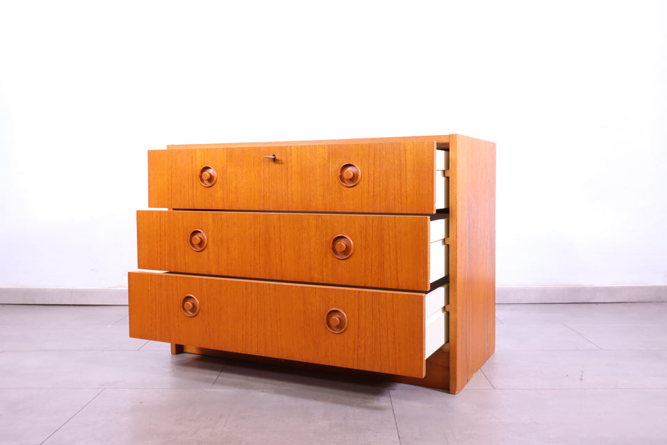 Schlichte Mid Century Retro Kommode 60s 70s Schrank Danish Design Teak Holz