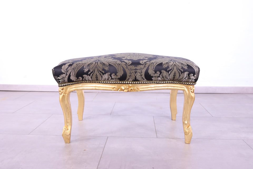 Barock Stil Fusshocker Massiv echt Holz Schemel Floral Muster