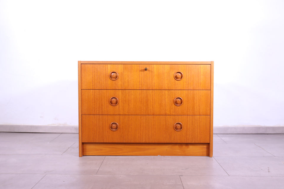 Schlichte Mid Century Retro Kommode 60s 70s Schrank Danish Design Teak Holz