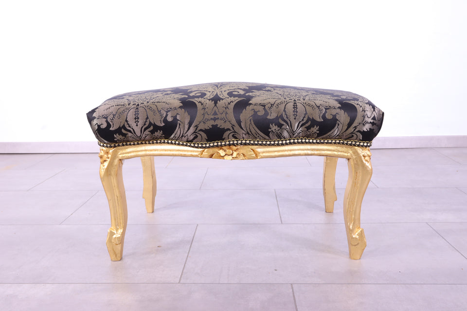 Barock Stil Fusshocker Massiv echt Holz Schemel Floral Muster