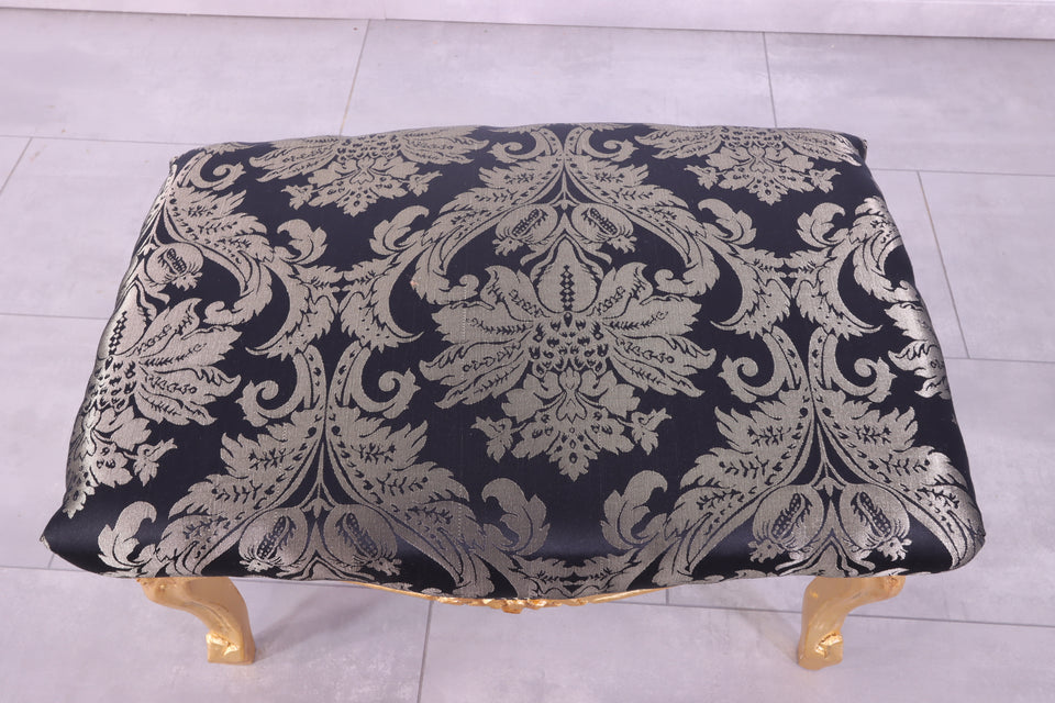 Barock Stil Fusshocker Massiv echt Holz Schemel Floral Muster