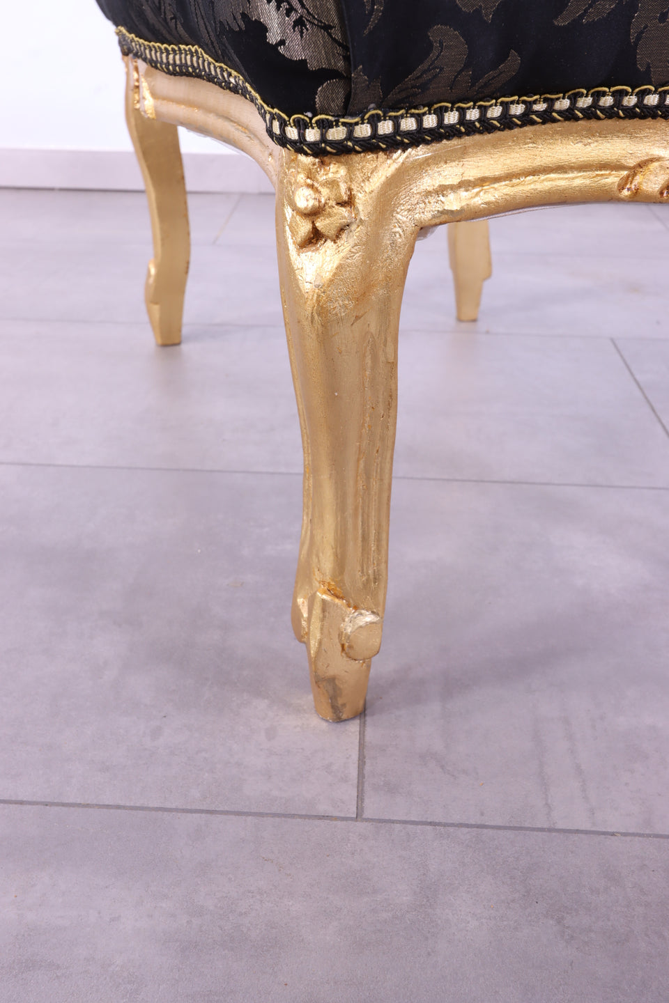 Barock Stil Fusshocker Massiv echt Holz Schemel Floral Muster