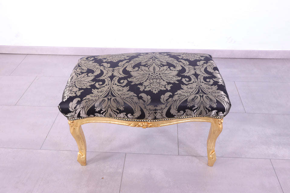 Barock Stil Fusshocker Massiv echt Holz Schemel Floral Muster