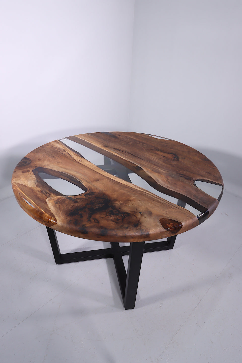 Runder Epoxidharz Tisch 120cm Nussbaum Esszimmer Tisch