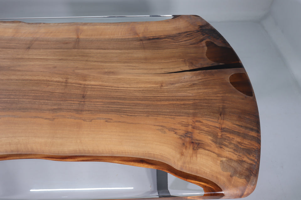 Einzigartiger Epoxidharz Tisch Nussbaum 202-94cm abgerundeter Esszimmer Tisch