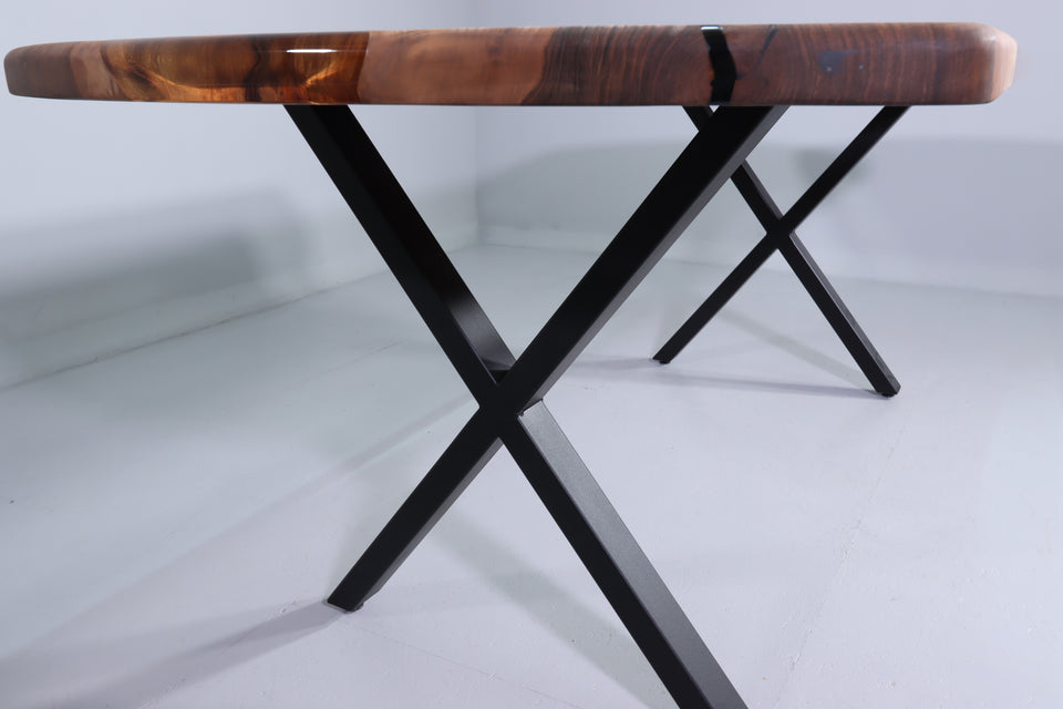 Einzigartiger Epoxidharz Tisch Nussbaum 202-94cm abgerundeter Esszimmer Tisch