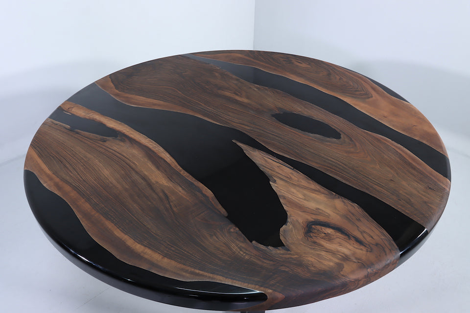 Runder Epoxidharz Tisch 140cm Nussbaum Esszimmer Tisch