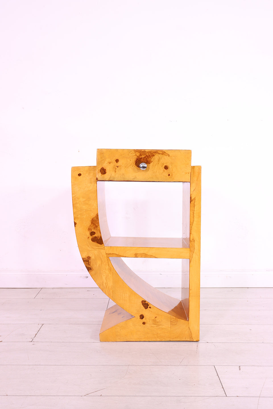 Traumhafter Art Deco Beistelltisch Kommode Nachttisch Birke Stand Links