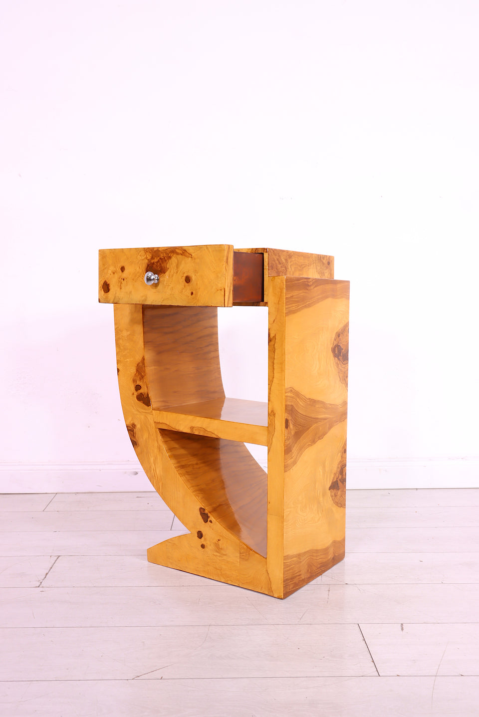 Traumhafter Art Deco Beistelltisch Kommode Nachttisch Birke Stand Links