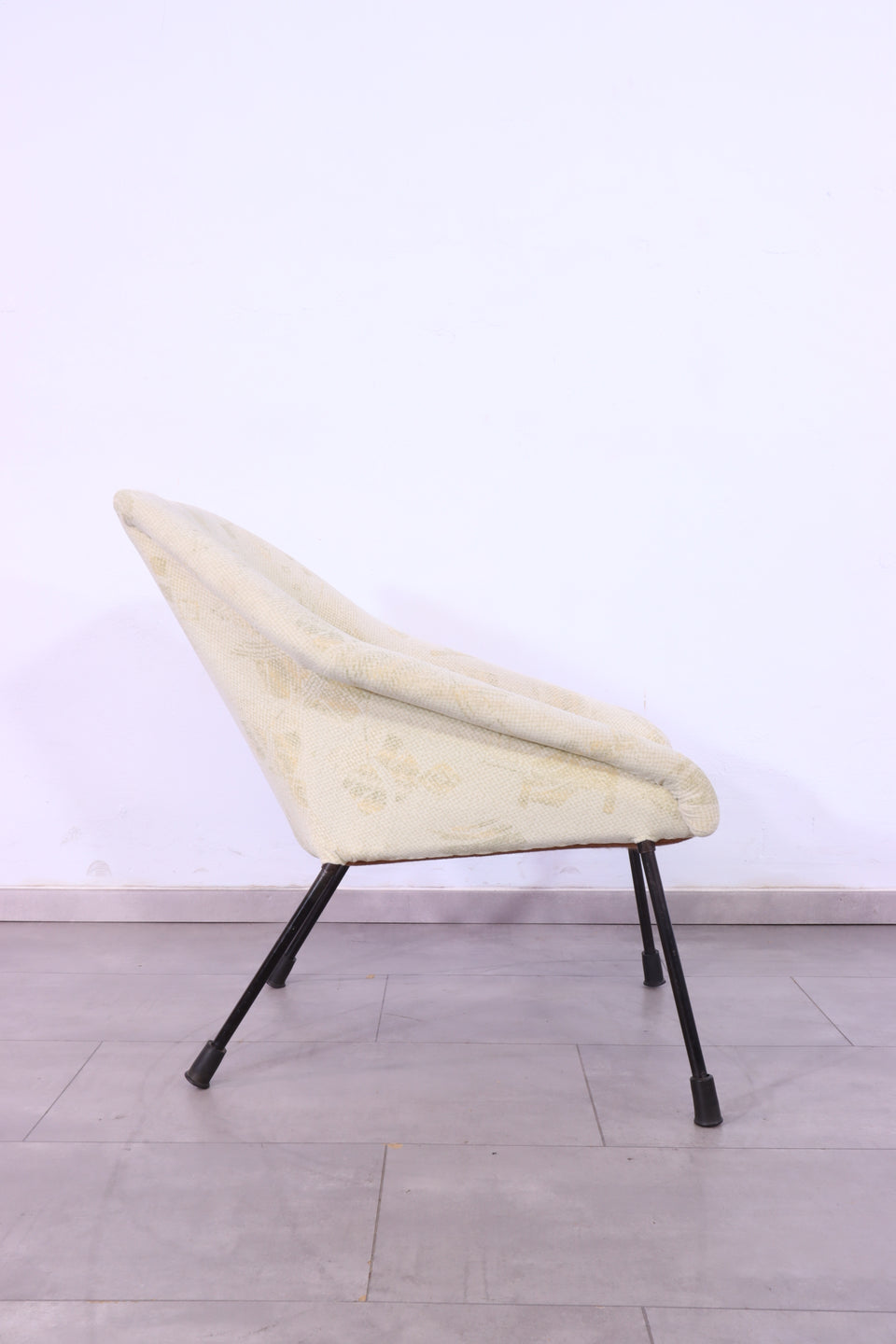 Wunderschöner Mid Century Sessel Retro Cocktail Stuhl 60s Beige Stoff