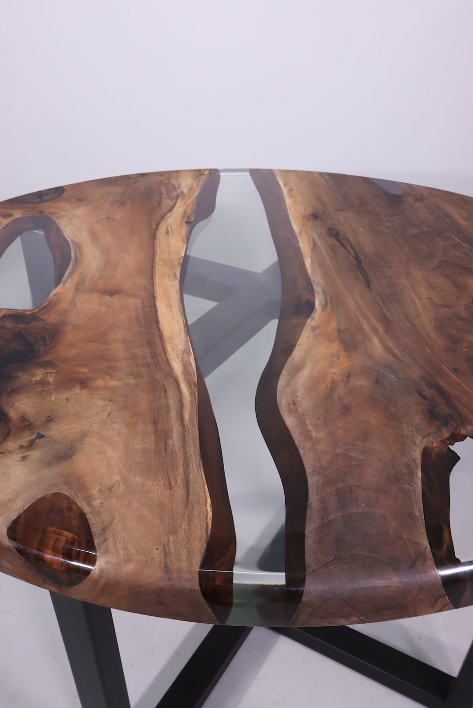 Runder Epoxidharz Tisch 120cm Nussbaum Esszimmer Tisch