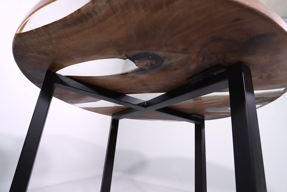 Runder Epoxidharz Tisch 120cm Nussbaum Esszimmer Tisch