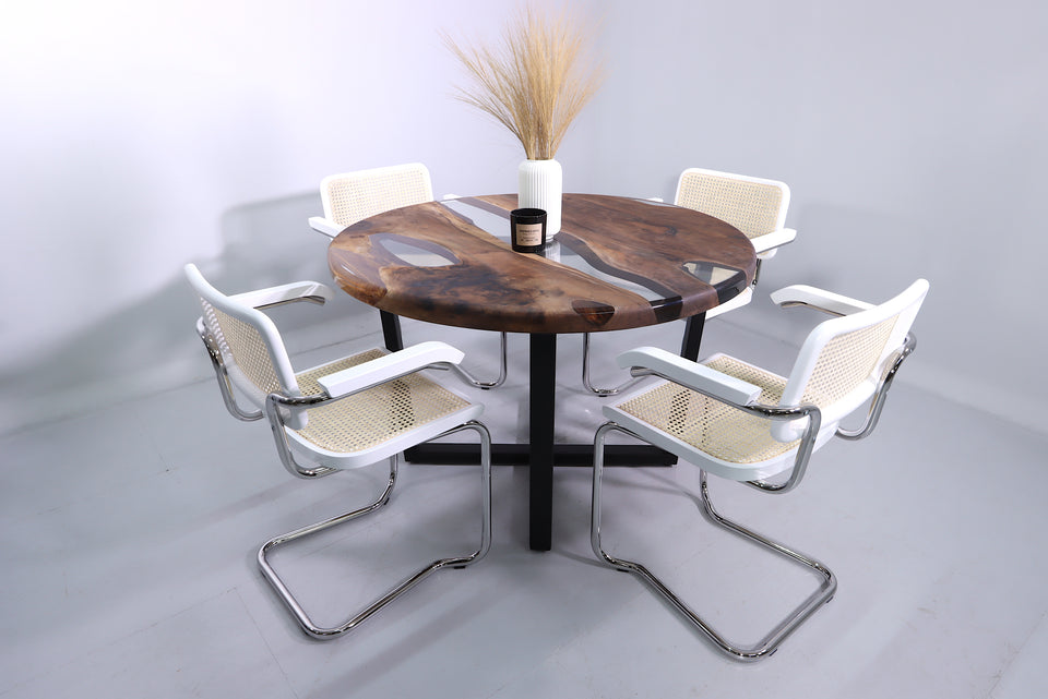 Runder Epoxidharz Tisch 120cm Nussbaum Esszimmer Tisch