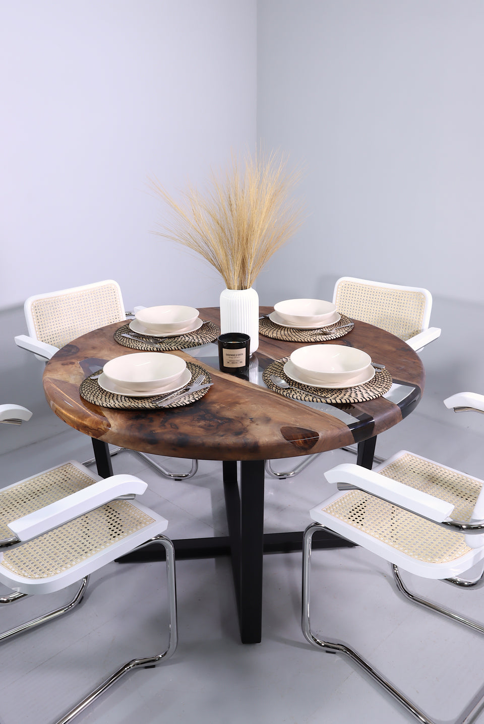 Runder Epoxidharz Tisch 120cm Nussbaum Esszimmer Tisch
