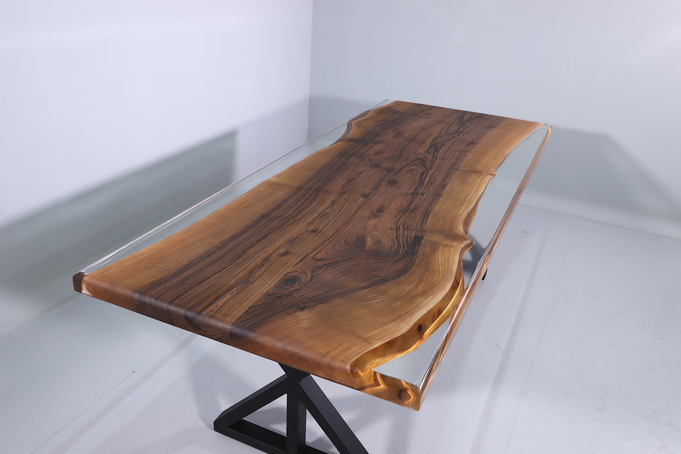 Einzigartiger Epoxidharz Tisch 220-90 cm Nussbaum Esszimmer Tisch