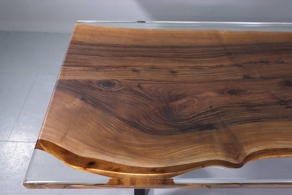 Einzigartiger Epoxidharz Tisch 220-90 cm Nussbaum Esszimmer Tisch