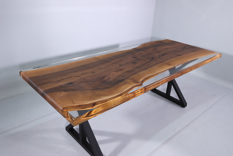Einzigartiger Epoxidharz Tisch 220-90 cm Nussbaum Esszimmer Tisch