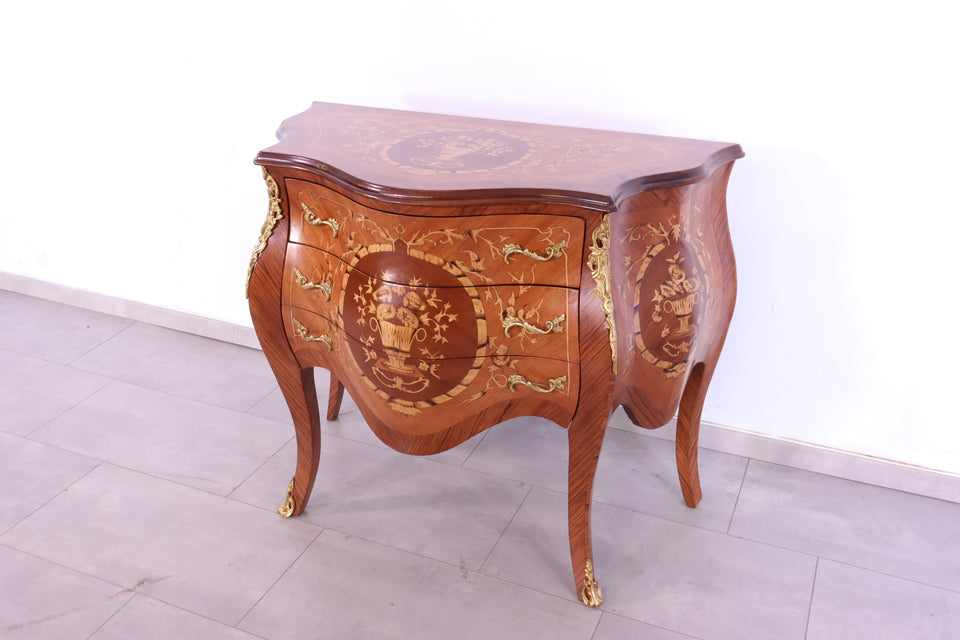 Edle Bauchige Barock Stil Kommode Messing Louis XV Antik Stil Kommode