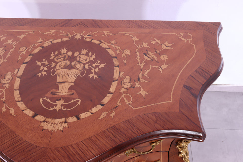 Edle Bauchige Barock Stil Kommode Messing Louis XV Antik Stil Kommode