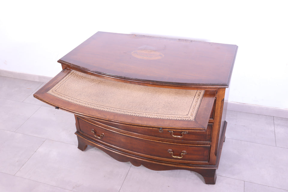Wunderschöne Englische Antik Stil Kommode Lederauflage Holz Schrank 60s