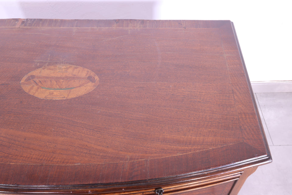 Wunderschöne Englische Antik Stil Kommode Lederauflage Holz Schrank 60s