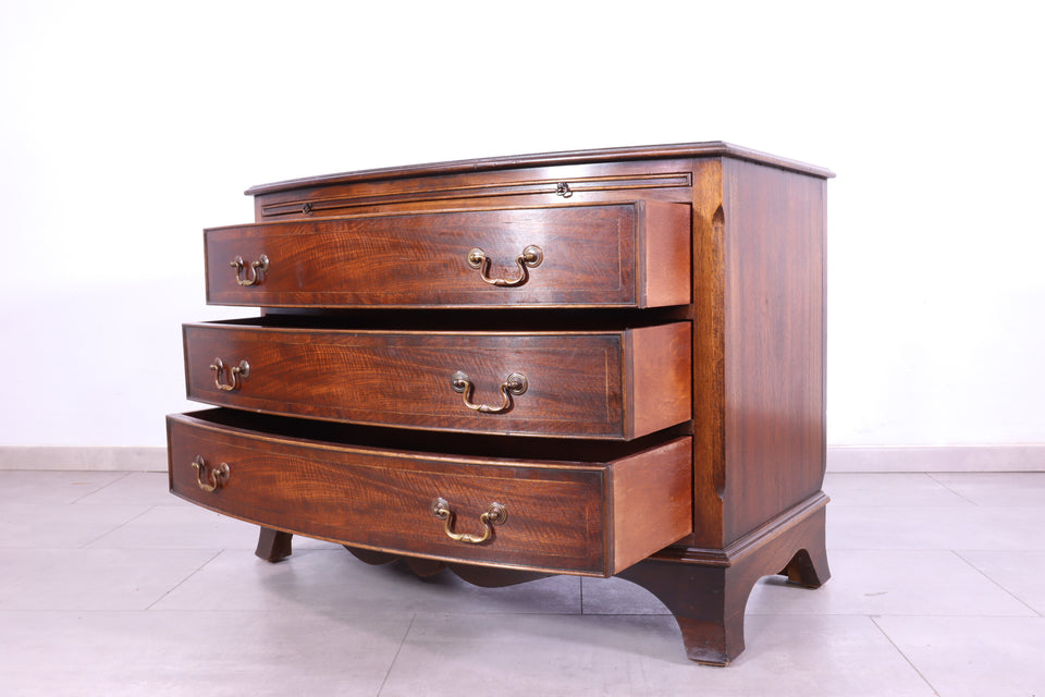 Wunderschöne Englische Antik Stil Kommode Lederauflage Holz Schrank 60s