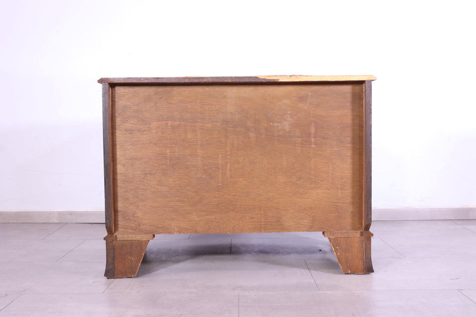 Wunderschöne Englische Antik Stil Kommode Lederauflage Holz Schrank 60s