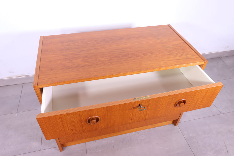 Schlichte Mid Century Retro Kommode 60s 70s Schrank Danish Design Teak Holz