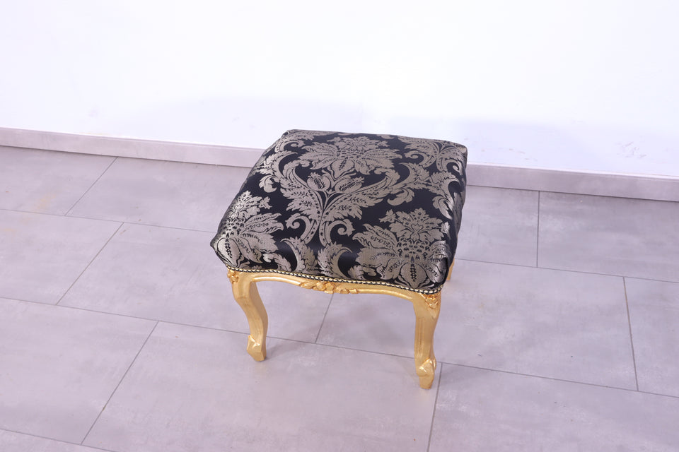 Barock Stil Hocker Massiv echt Holz Floral Muster