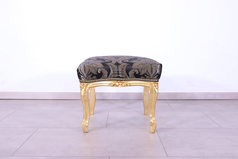 Barock Stil Hocker Massiv echt Holz Floral Muster