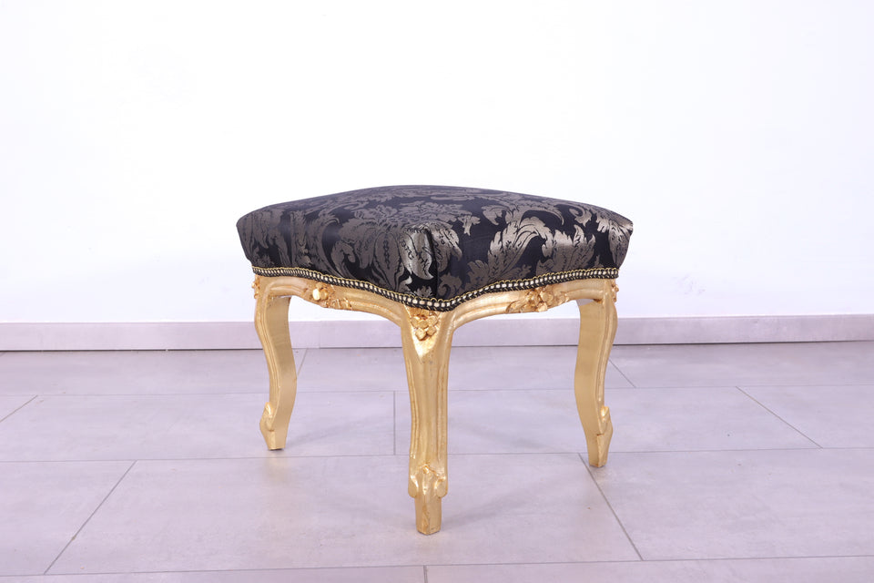 Barock Stil Hocker Massiv echt Holz Floral Muster