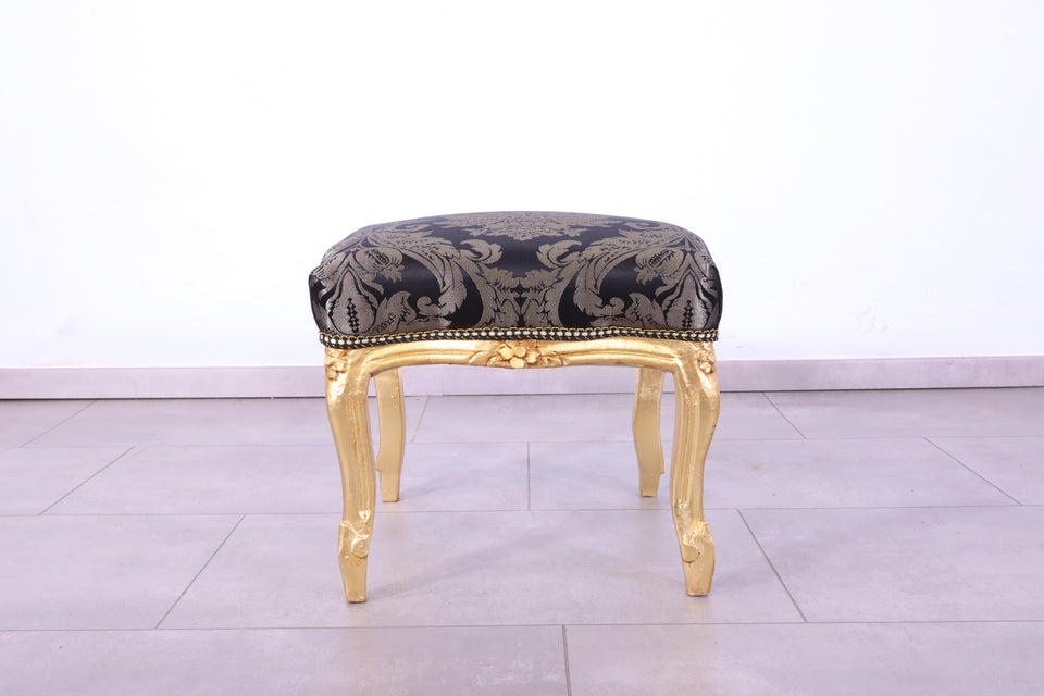 Barock Stil Hocker Massiv echt Holz Floral Muster