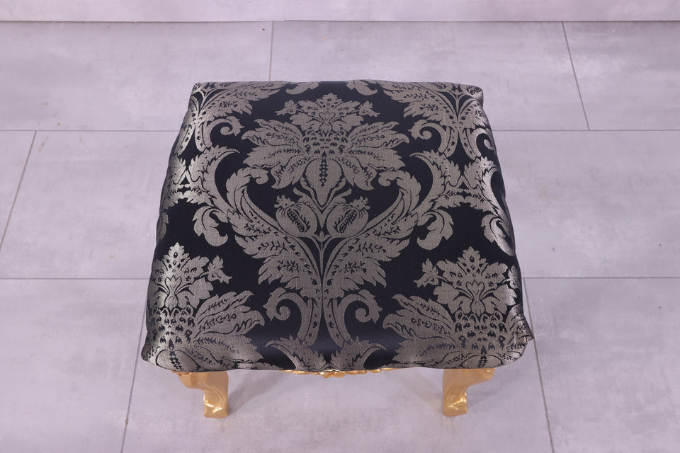 Barock Stil Hocker Massiv echt Holz Floral Muster