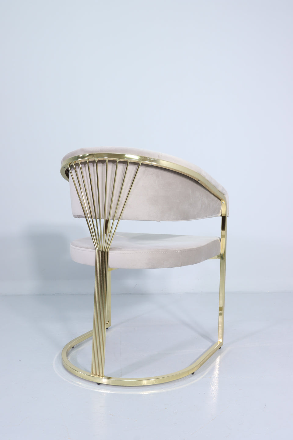 Eleganter Esszimmer Stuhl Samt Beige Gold Fuß Design