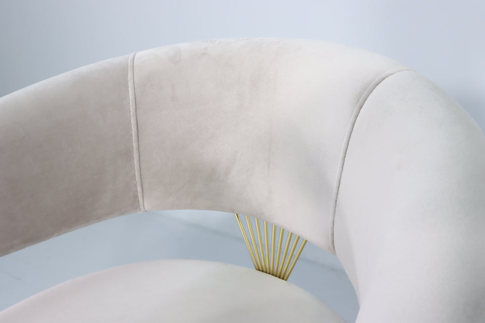Eleganter Esszimmer Stuhl Samt Beige Gold Fuß Design