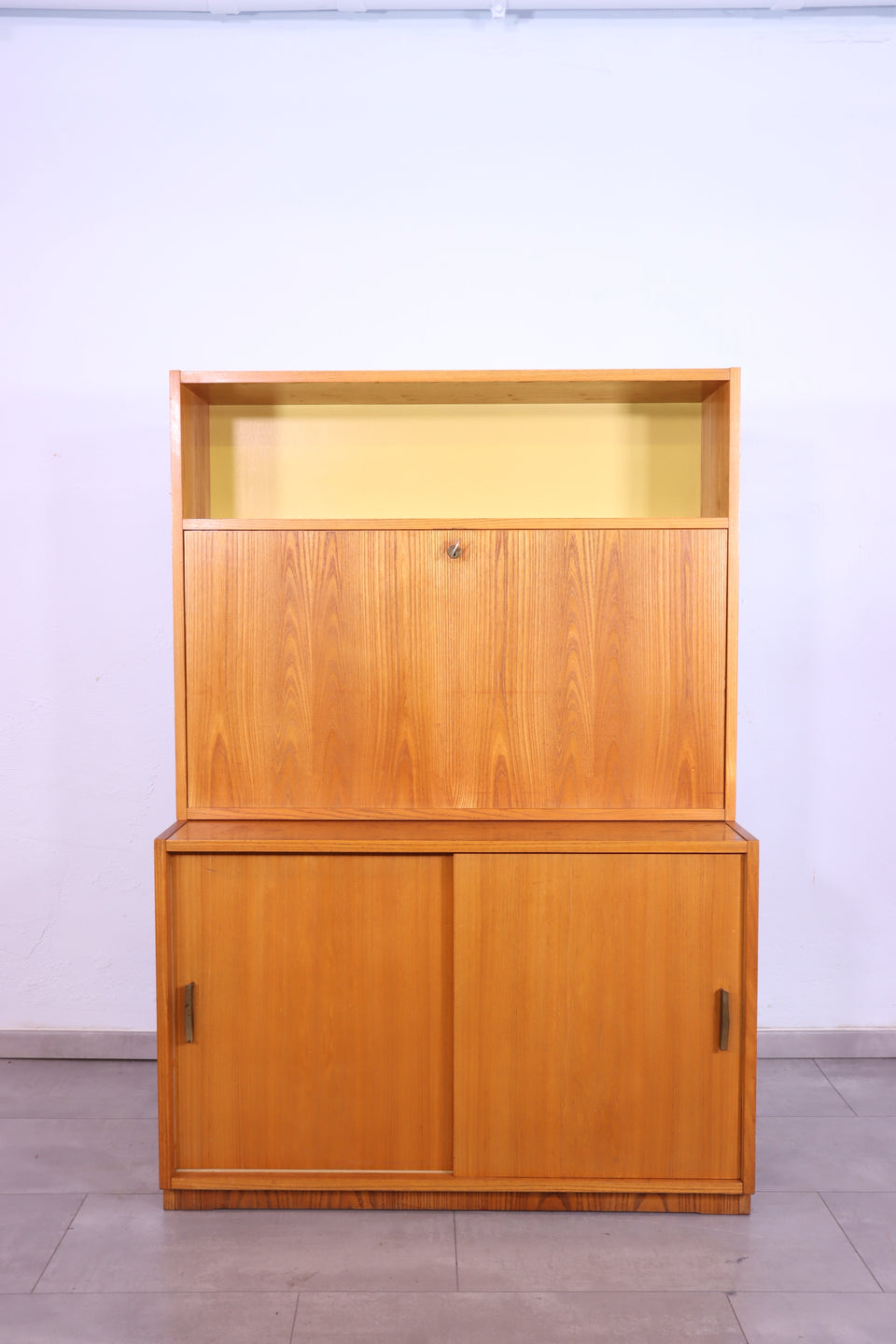 Schlichtes Original Hellerau Highboard Mid Century Retro Sekretär Schrank Holz Kommode