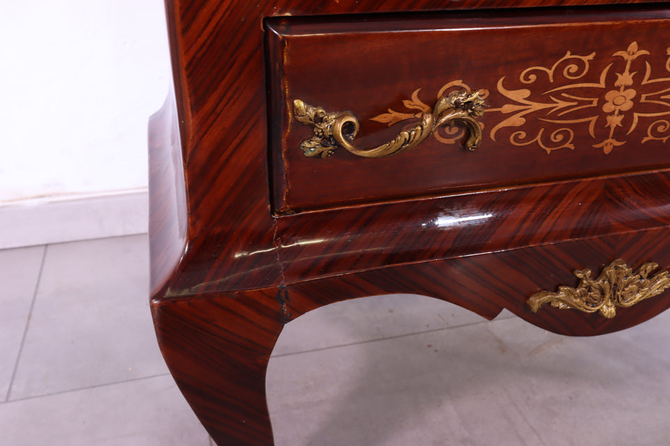 Barock Stil Louis XV Highboard Marmor Kommode Antik Stil Intarsien