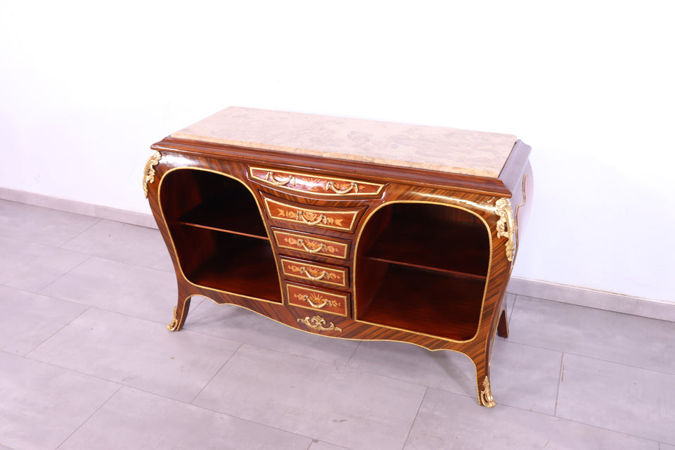 Edler Barock Stil Konsolen Tisch Marmor Antik Stil Intarsien Kommode