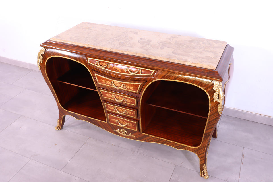 Edler Barock Stil Konsolen Tisch Marmor Antik Stil Intarsien Kommode