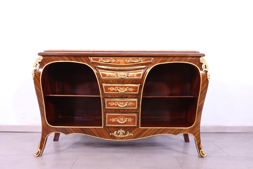 Edler Barock Stil Konsolen Tisch Marmor Antik Stil Intarsien Kommode