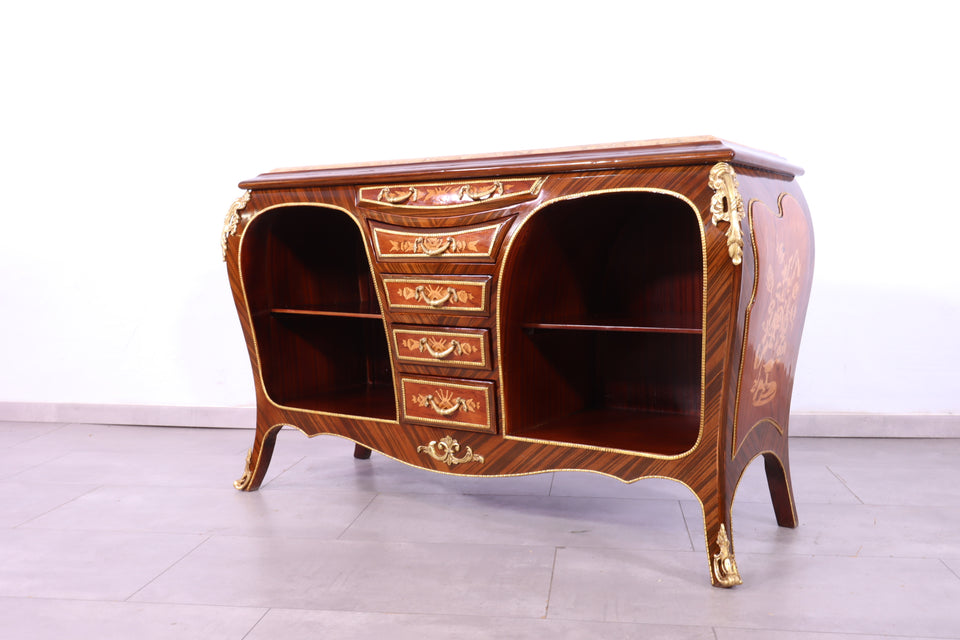 Edler Barock Stil Konsolen Tisch Marmor Antik Stil Intarsien Kommode